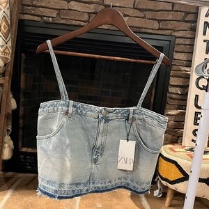 Zara Denim Spaghetti Strap Tank